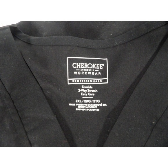 Cherokee Mens Black Workwear Durable 2-Way Stretch Professional Scrub Top Sz 2XL - Picture 4 of 6